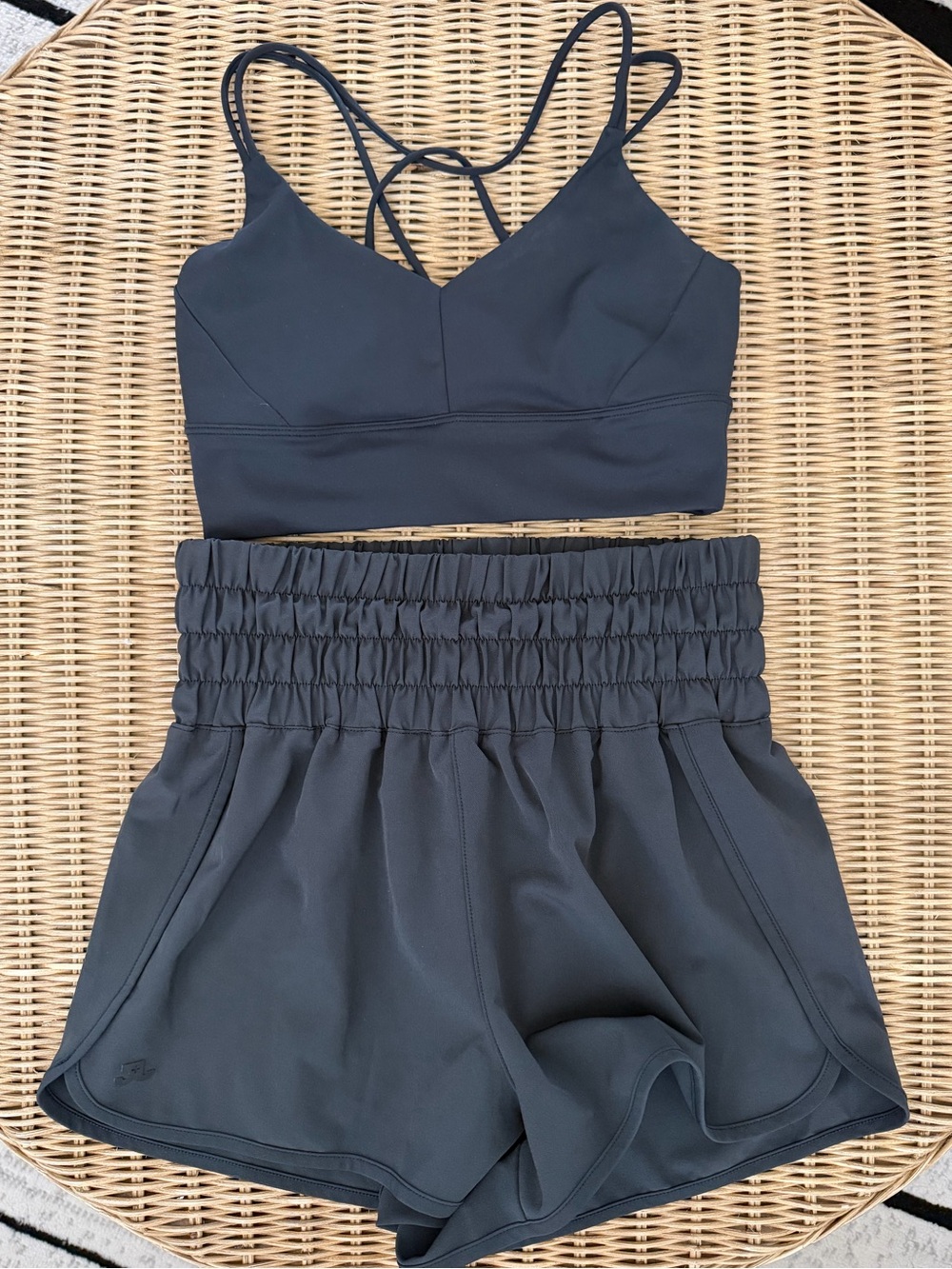 JO+JAX Black Crop Top & Charcoal Short Set Size AXS
